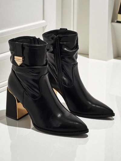 Damen Stiefeletten aus Öko-Leder mit Blockabsatz AshenPurl