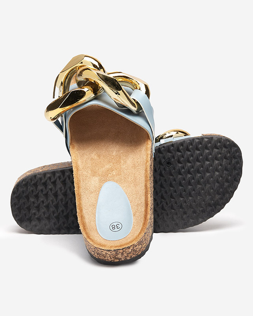 Жіночі блакитні тапочки з декором Sofig-Footwear