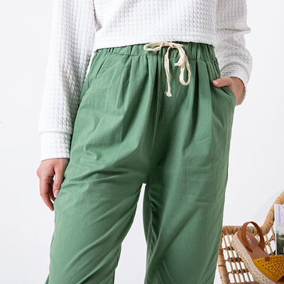 Grüne Baumwollhose für Damen PLUS GRÖSSE - Kleidung
