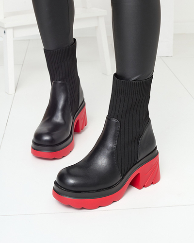 Schwarzer Damenstiefel mit roter Sohle Nerisw - Footwear