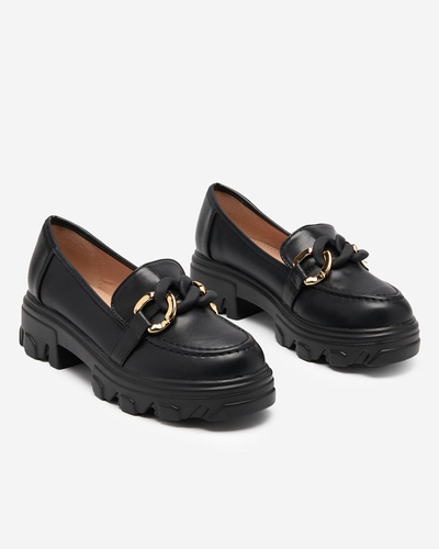 OUTLET Жіночі чорні туфлі на товстій підошві з декором Simero - Взуття