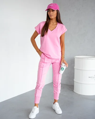 Royalfashion Жіночий котоновий повсякденний комплект з короткими рукавами