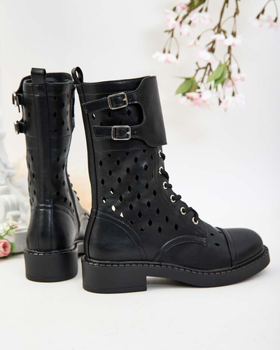 Royalfashion Damen durchbrochene Schnürstiefel Belsel