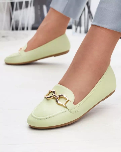 Grüne Damenmokassins aus Öko-Leder mit Verzierung Wiwet-Footwear