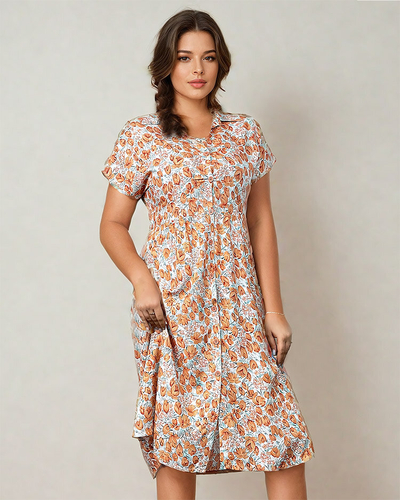 Royalfashion Damen Midikleid mit Blumenmuster