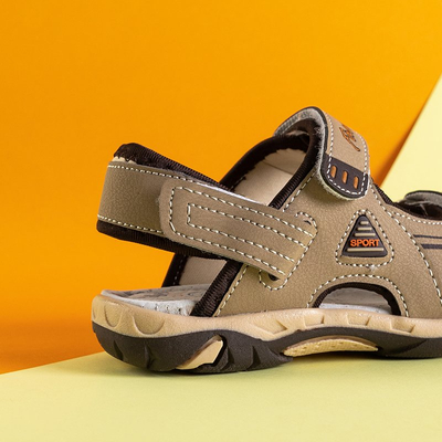 Beige Jungensandalen mit Klettverschluss - Schuhe