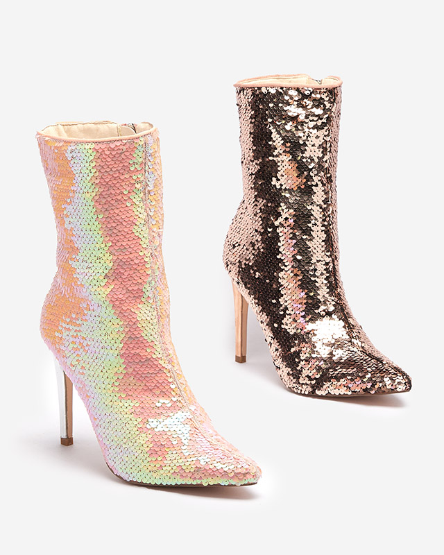 Rosa holographische Damenstiefel mit Pailletten Lexillo- Footwear