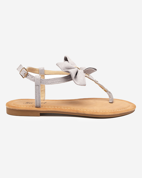 Сірі жіночі босоніжки з бантом Buttels