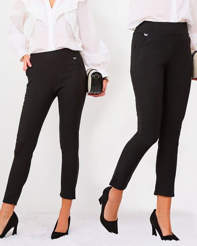 Royalfashion Schwarz Damen Öko-Leder-Leggings a'la bells