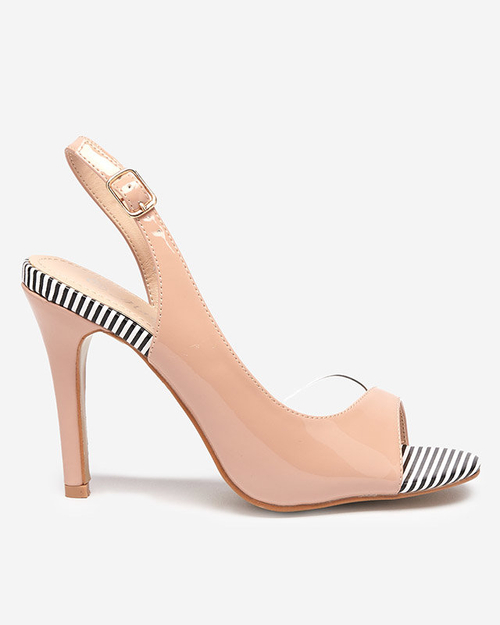 Жіночі нюдові босоніжки на вищому каблуці Rotter- Shoes