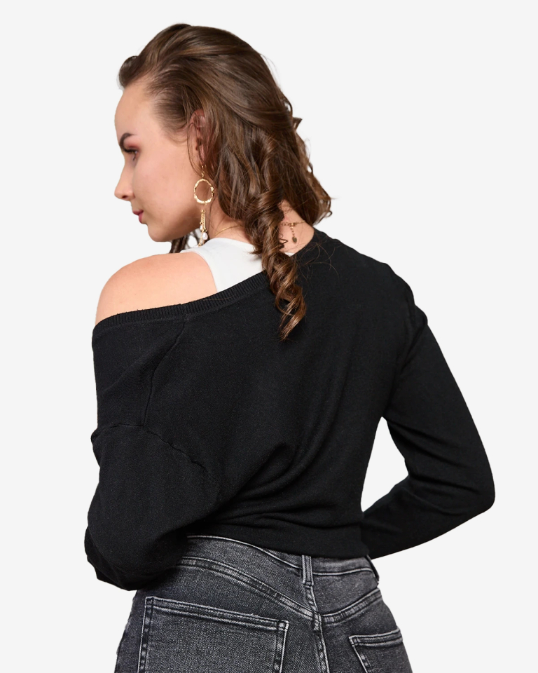 Royalfashion Schwarze Damen Strickjacke mit Taschen