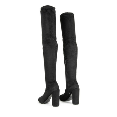 Schwarze Stiefel am Pfosten mit einem Schnitt Fauna - Footwear