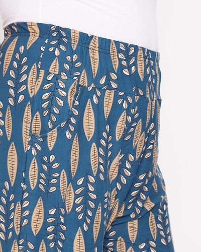 Grün-beige gemusterte Damenhose - Kleidung