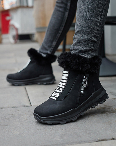 OUTLET Schwarze isolierte Damenstiefel mit Fell Scherr- Footwear