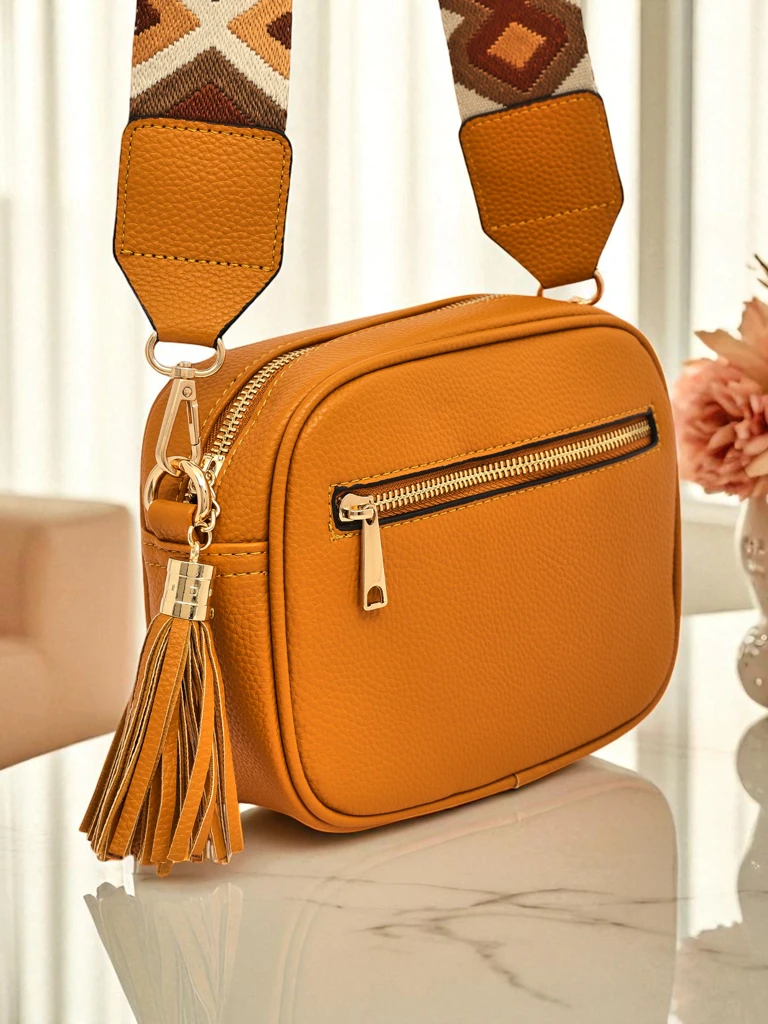 Royalfashion Kleine Damenhandtasche aus Öko-Leder mit buntem Riemen Kovi Lace