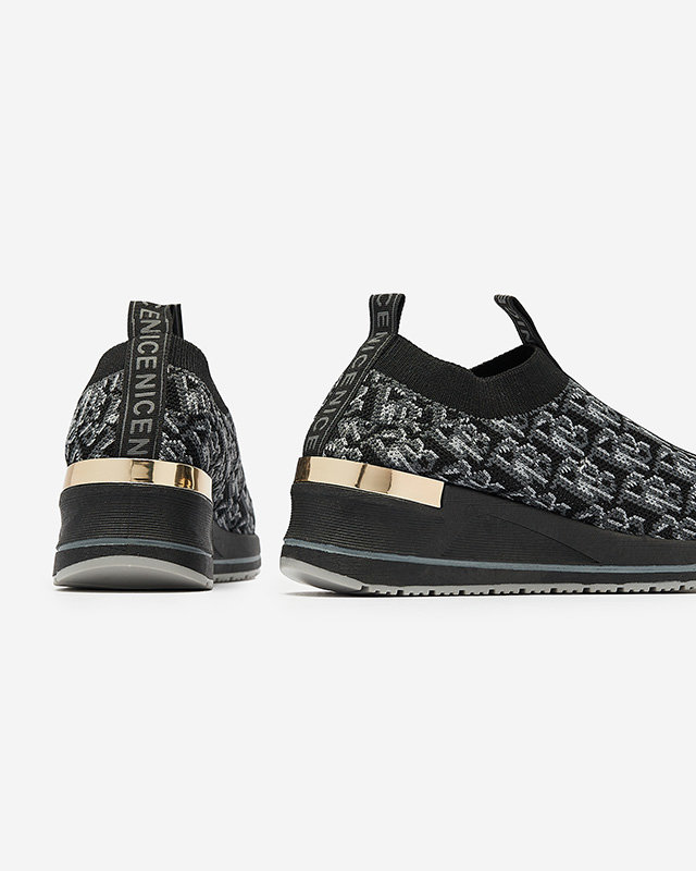 Schwarz-graue Damen-Slipper mit Aufdruck Scerpa- Footwear