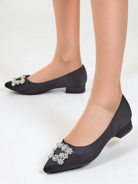 Royalfashion Damen Ballerinas aus satinähnlichem Material mit einer Schnalle Legant