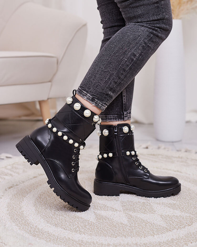 Royalfashion Damen Baggerstiefel in schwarz Fessefy