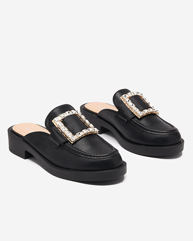 Schwarze Hausschuhe für Damen a'la Loafer Delaqi - Schuhe