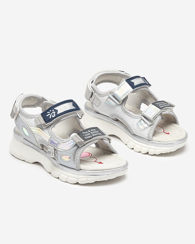Silberne Kindersandale mit bunten Einsätzen Meniko - Footwear