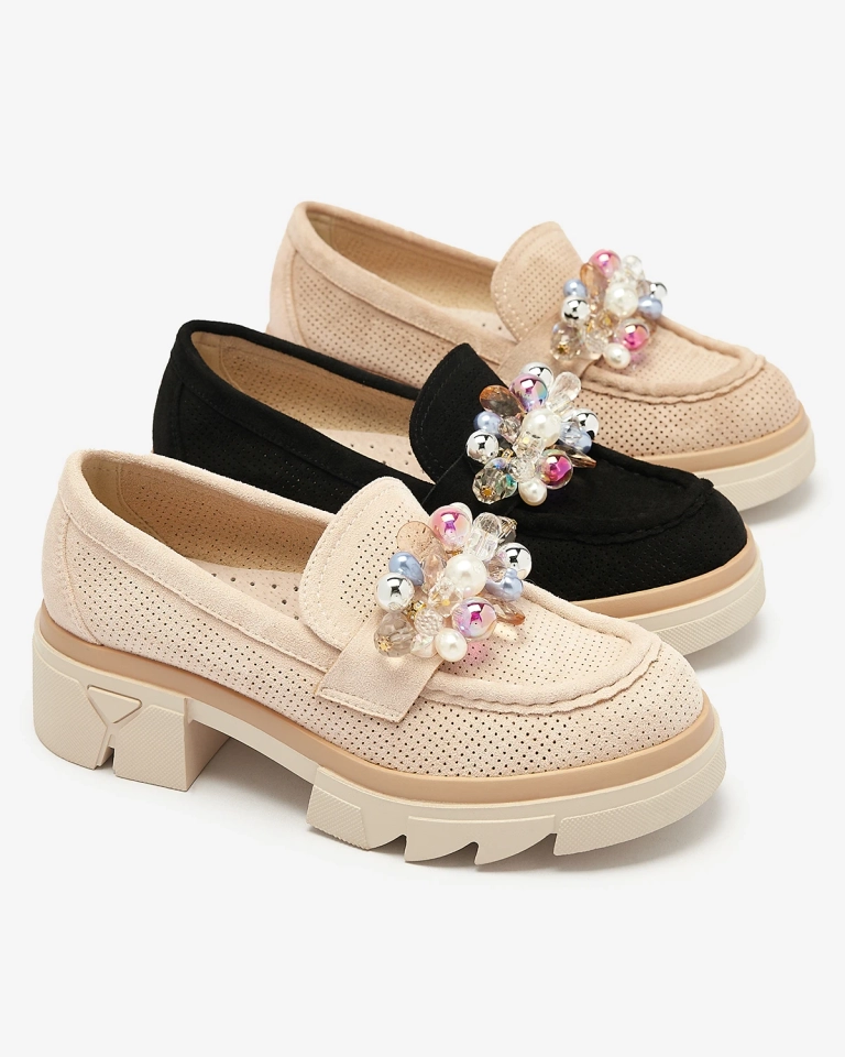 Durchbrochene Mokassins für Damen in Schwarz Peloga- Footwear