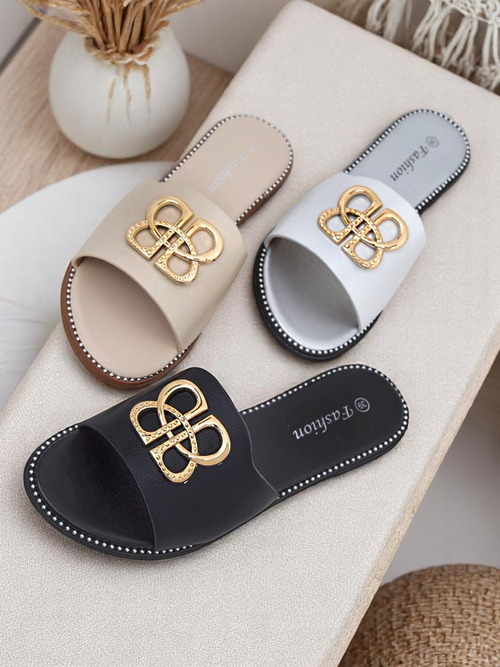 Royalfashion Жіночі шльопанці на плоскій підошві Aura Gold