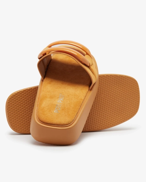 Коричневі жіночі шльопанці з екозамші Omve - Взуття