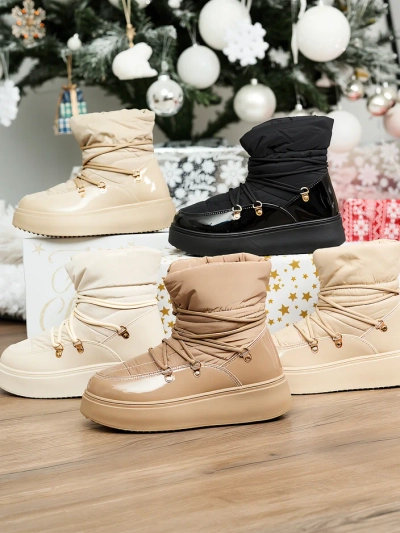 Royalfashion Damen Schlupf-Schneestiefel in Cremefarbe Dabenda