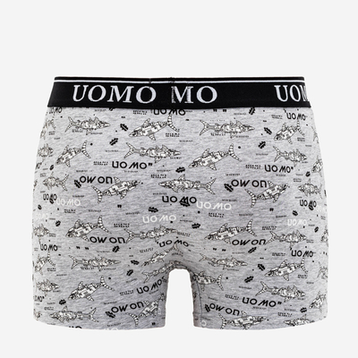 Чоловічі сірі шорти-боксери з принтом- Нижня білизна