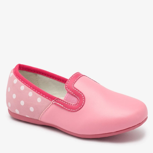 Rosa Halbschuhe für Mädchen aus Ökoleder mit Erbsenprint Rellme- Footwear