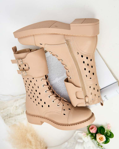 Royalfashion Damen durchbrochene Schnürstiefel Belsel