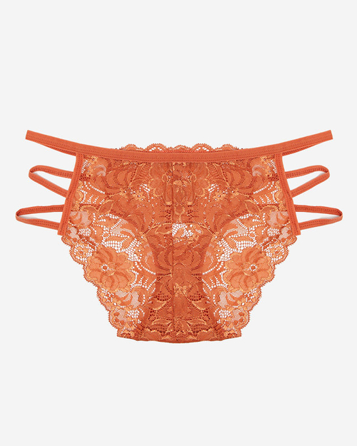 Помаранчеві мереживні жіночі трусики в смужку - Білизна