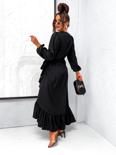Royalfashion Gebundenes Damen-Midikleid mit Rüschendetails