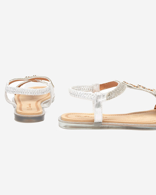 Сріблясті жіночі босоніжки Soritis з квітами - взуття