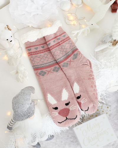 Rote Damensocken mit Weihnachtsmuster - Unterwäsche