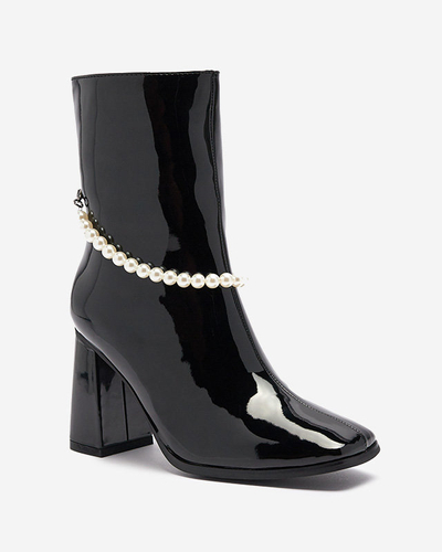 Schwarz lackierte Damenstiefel mit hohem Schaft Rassla- Footwear