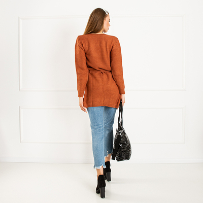 Damen 'Braune Strickjacke mit farbigen Pins - Bekleidung
