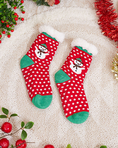 Rote Damensocken mit Weihnachtsmuster - Unterwäsche
