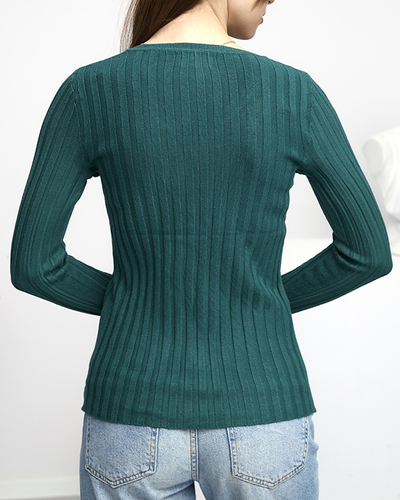 Grüner Rippenpullover für Damen - Kleidung