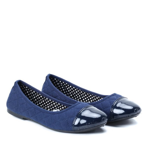 Granatowe, materiałowe baleriny - Obuwie