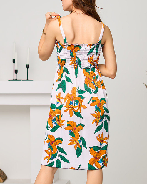 Коротка сукня на бретелях білого кольору - Одяг