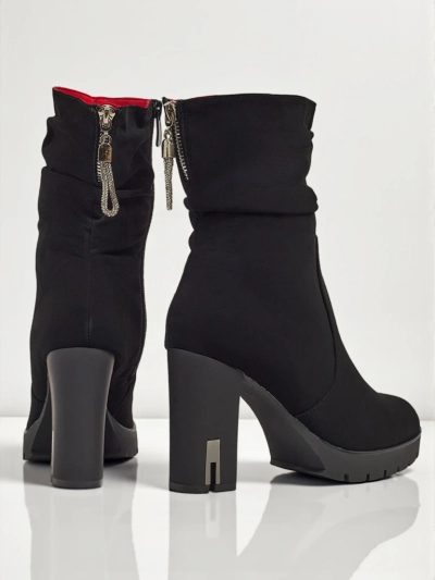 Damen Stiefeletten Öko Leder matt mit Blockabsatz Nivarelle