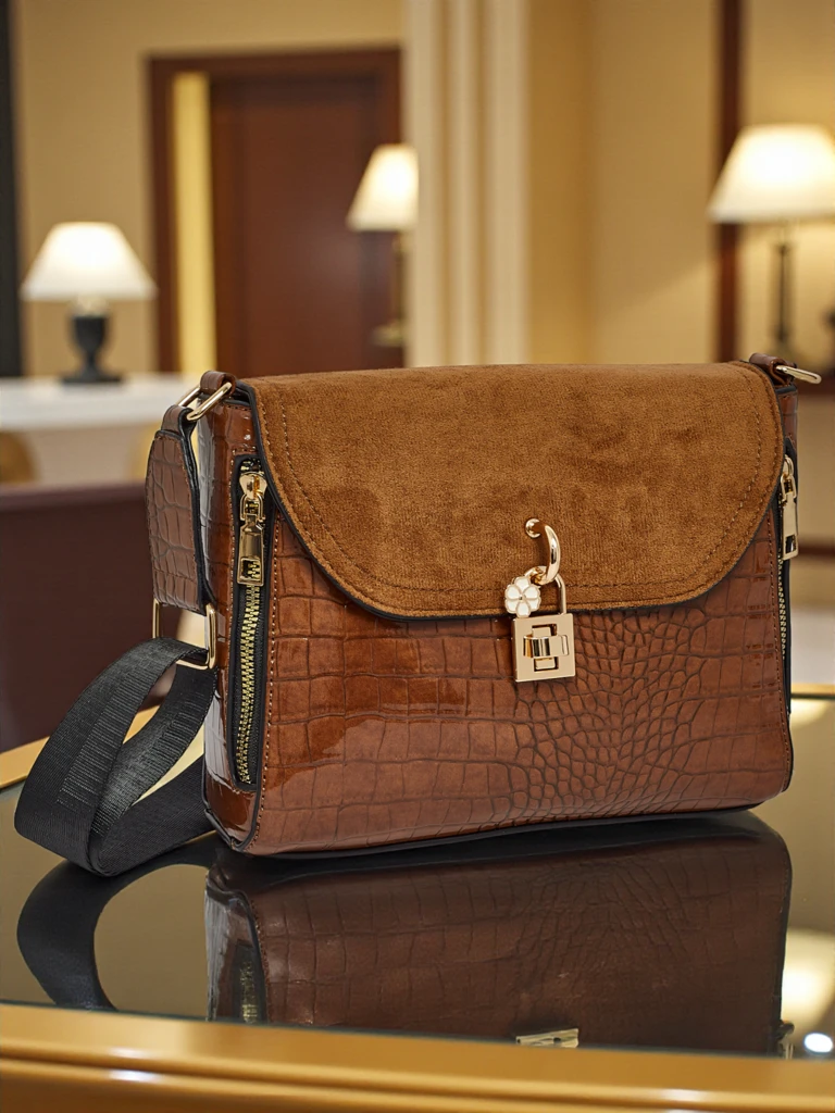 Kleine Damenhandtasche aus Öko-Leder mit Prägung Narelle