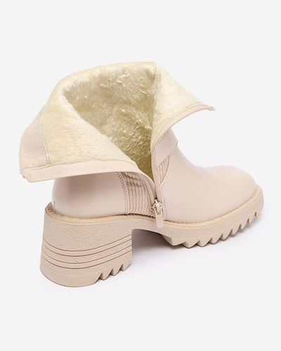 Royalfashion Cream Tedica Damenstiefel mit flachem Absatz