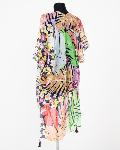 Farbenfroher Damen-Pareo mit Blumen - Kleidung