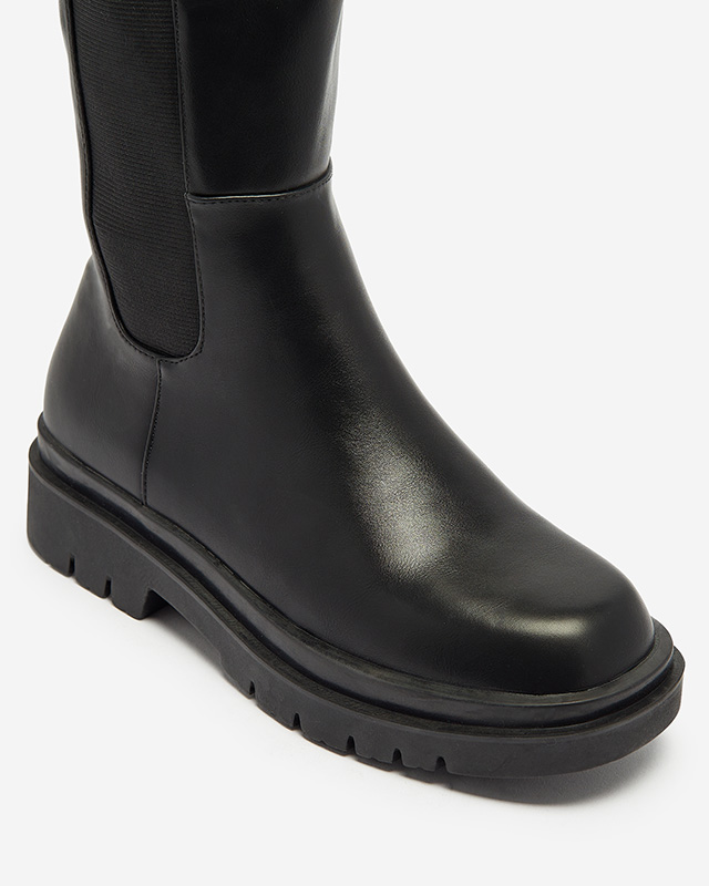 Kniehohe Damenstiefel aus Öko-Leder in schwarzer Farbe Orikas - Footwear