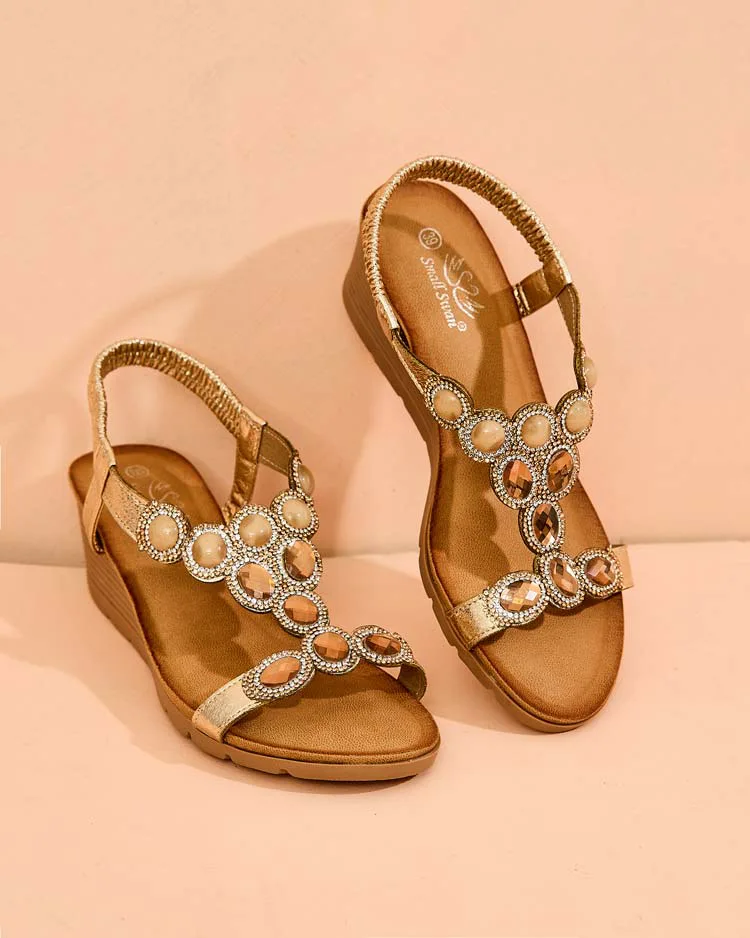 Royalfashion Damen Sandalen mit Zirkonia Obrina