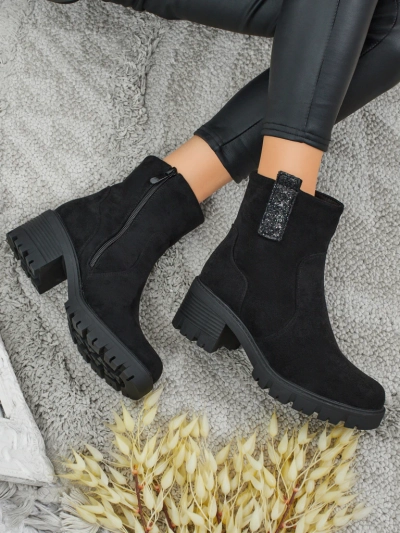 Damen Stiefeletten Öko-Wildleder mit Blockabsatz Maelis