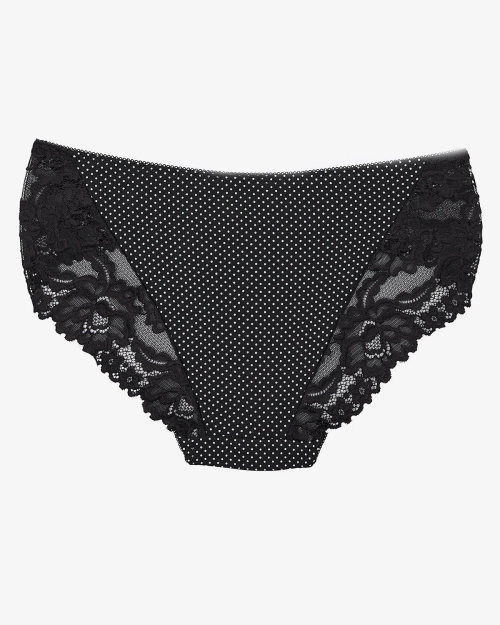 Чорні жіночі трусики з принтом в горошок - Нижня білизна