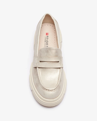 Gold Damen Öko-Leder Mokassins Sepop- Footwear